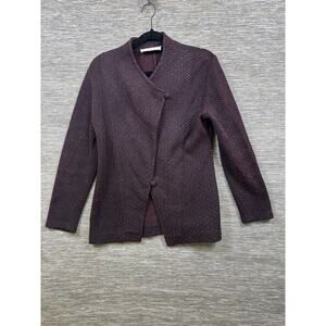 French Rags Cardigan Sweater Womens Size M Red Geometric Knit Jacket Warm